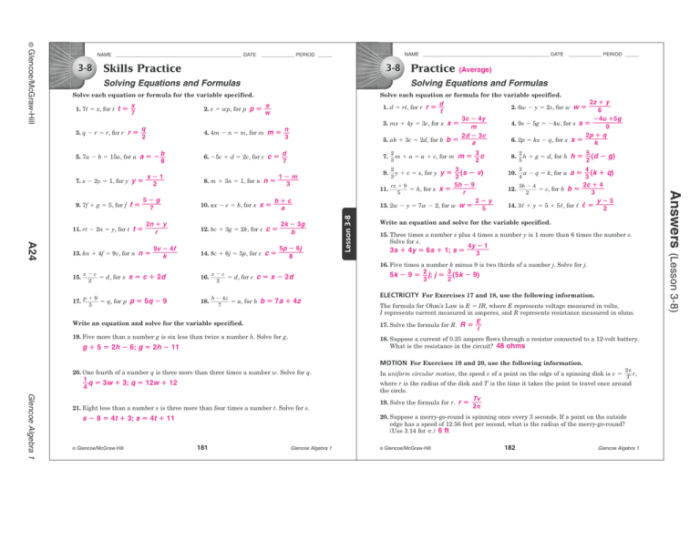 Chapter 3 glencoe algebra 1 answers