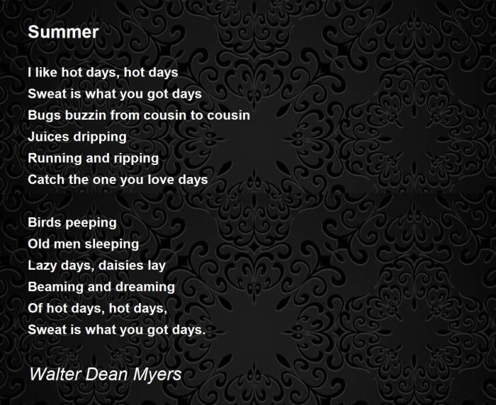 Poem summer by walter dean myers