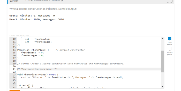 Write a second constructor as indicated. sample output