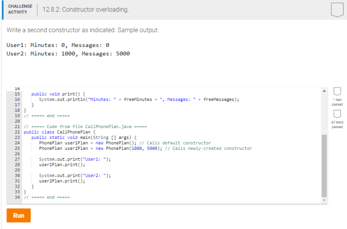 Write a second constructor as indicated. sample output