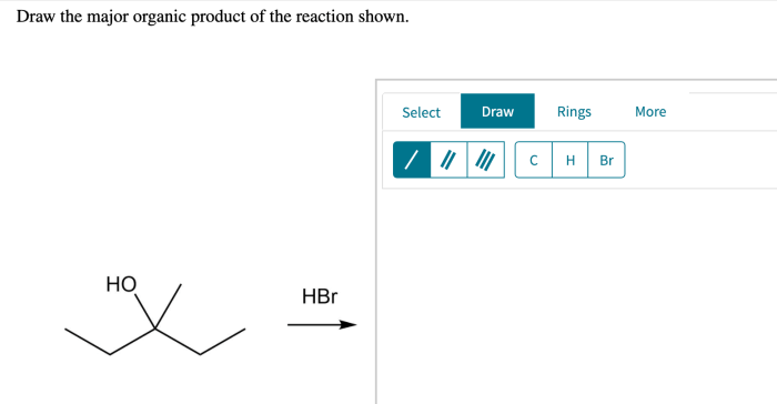 Draw reaction organic major below chegg has problem question transcribed text show answer